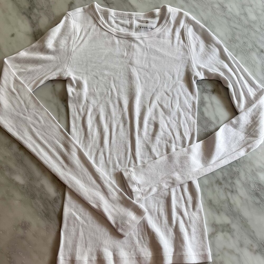 Everlane Ribbed Long Sleeve Tee in White – XXS